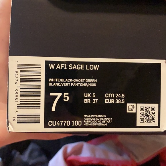 NIKE AIR FORCE 1 SAGE LOW CUSTOMS. Size 7.5. - Picture 5 of 5